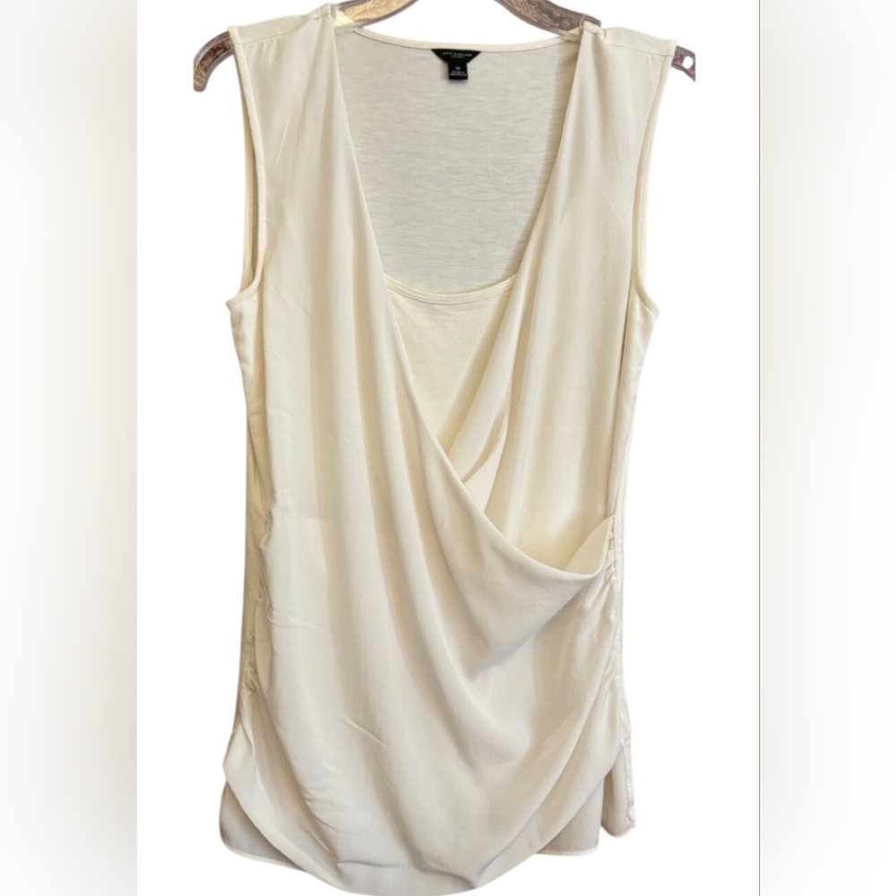 Ann Taylor Top Faux Wrap Tank Blouse Sleeveless Size Small Ivory NWT